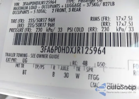 2018 Ford Fusion Se из США, поврежденный, VIN 3FA6P0HDXJR125964